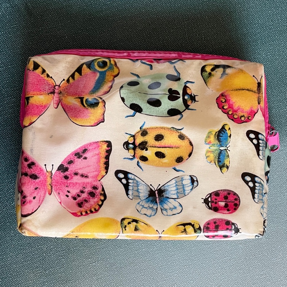 Vintage Y2K Cosmetic Bag Ladybugs Butterflies